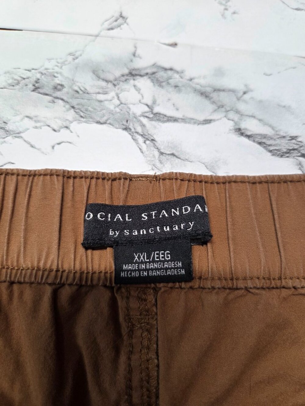 Social Standard by Sanctuary XXL Dark Tan Button Cuff Casual Summer Shorts - Picture 7 of 8